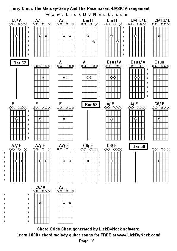 Chord Grids Chart of chord melody fingerstyle guitar song-Ferry Cross The Mersey-Gerry And The Pacemakers-BASIC Arrangement,generated by LickByNeck software.